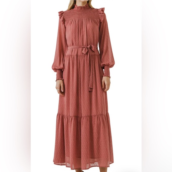 🌼English Factory Smocked Swiss Dot Maxi Dress - Picture 8 of 16